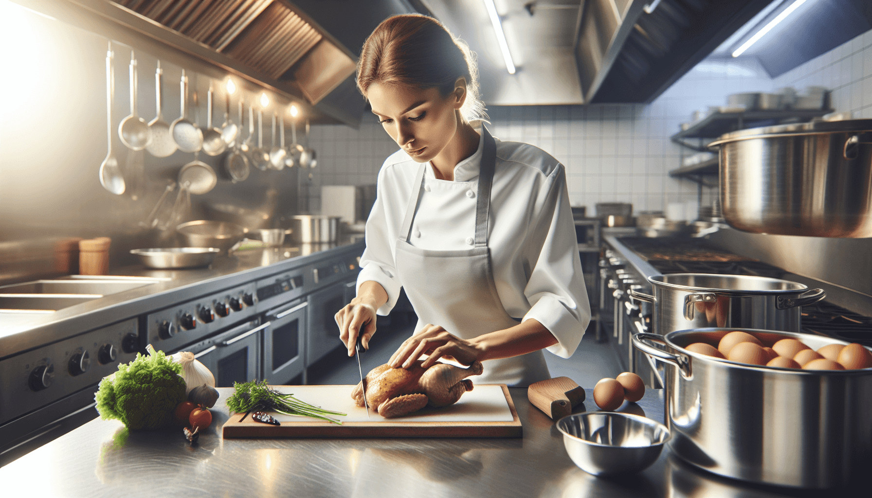 Chef preparing chicken dish